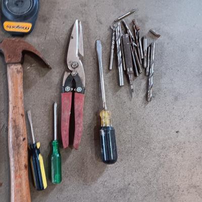 A FEW DRILL BITS AND HAND TOOLS