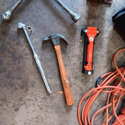 BOTTLE JACK, 4 WAY LUG WRENCH, CAR HEATER/FAN, TROUBLE LIGHT, MORE