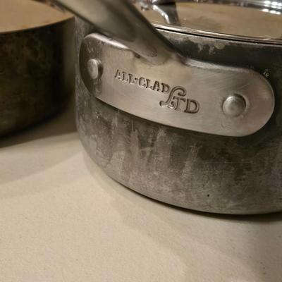 All Clad Sauce Pot and Skillet with Lids