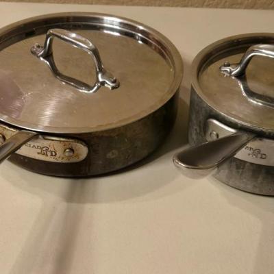 All Clad Sauce Pot and Skillet with Lids