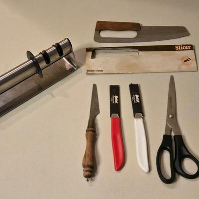Knives, Scissors and Sharpener Lot