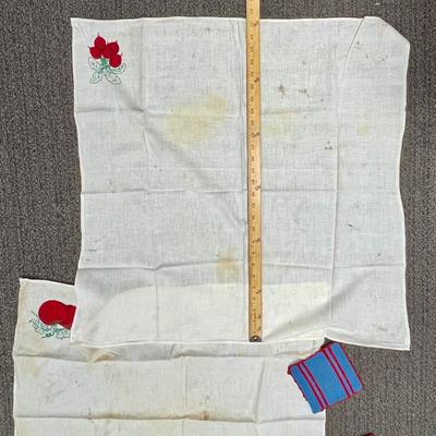 Vintage Kitchen Flour Sack Material Dishtowel Embroidered Towel