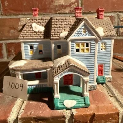 Christmas village blue house