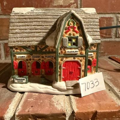Christmas village reindeer barn