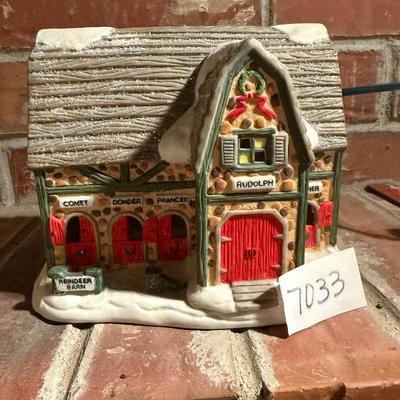 Christmas village reindeer barn