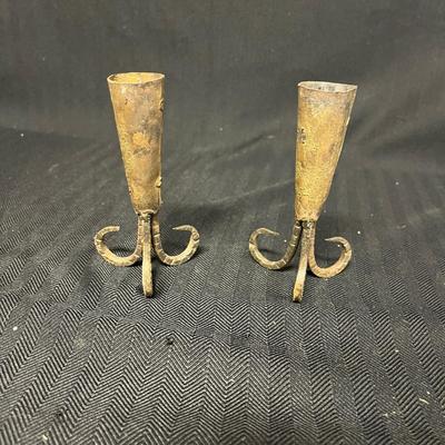 Iron Candleholders & Metal Vase (B2-MG)