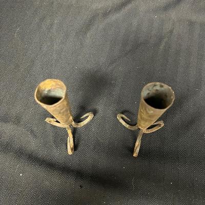 Iron Candleholders & Metal Vase (B2-MG)