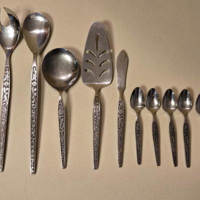 Mid Century Serving & Flatware Set