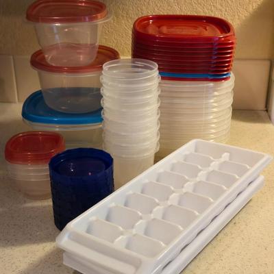 Ice Trays and Storage Containers Lot