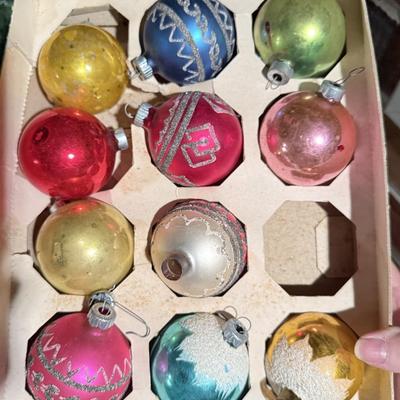 Glass bulbs and tree topper