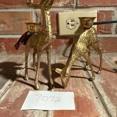 Pair of reindeer candlestick holders