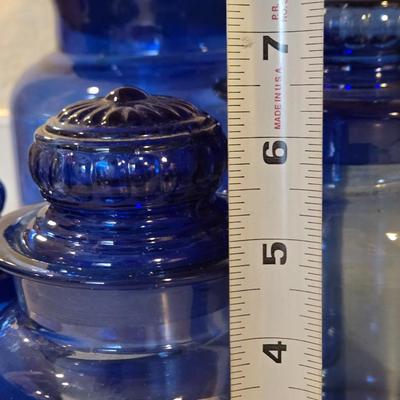 Vintage Blue Glass Cannister Set