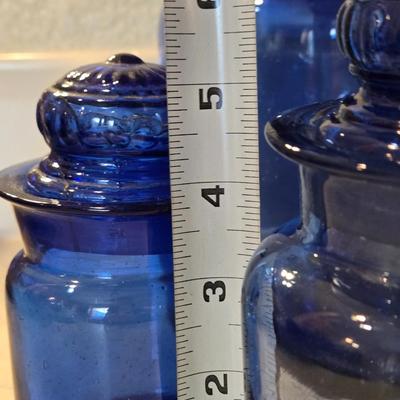 Vintage Blue Glass Cannister Set