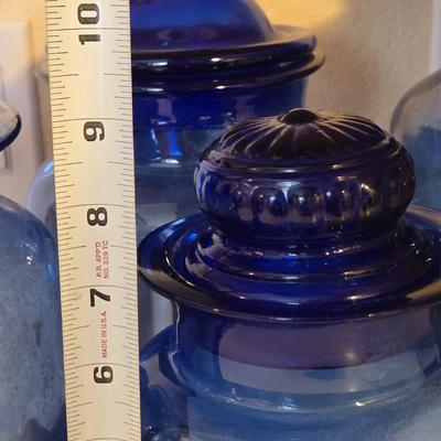 Vintage Blue Glass Cannister Set #2