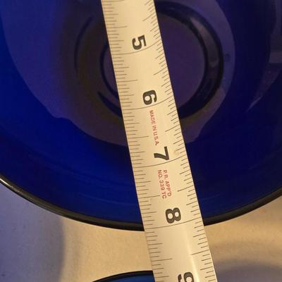 (3) Blue Glass Serving Bowls