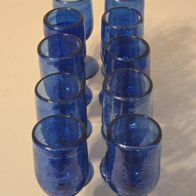 (8) Vintage Blue Glass Goblets
