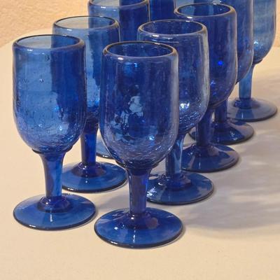 (8) Vintage Blue Glass Goblets