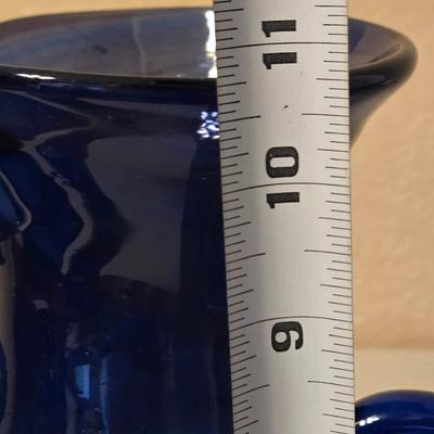 Vintage Blue Glass Tumblers, Juice Glasses and Pitcher