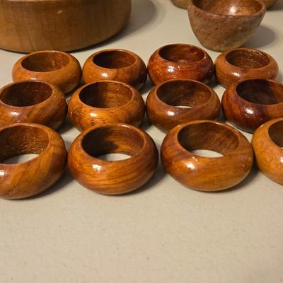 Wood Bowls and Napkin Rings Lot