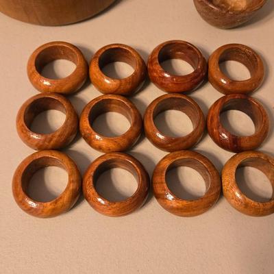 Wood Bowls and Napkin Rings Lot
