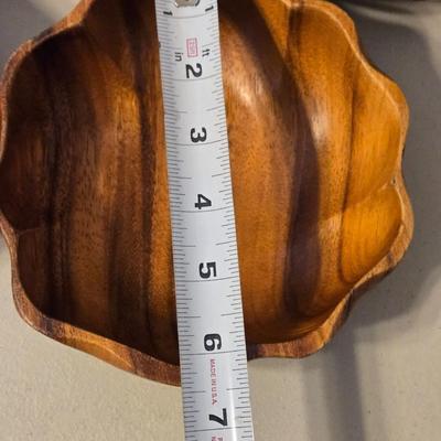 Vintage Wood Salad Bowls and Serving Bowl & Utensils