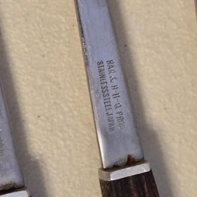 Vintage Mid Century Teak Handle Fondue Forks