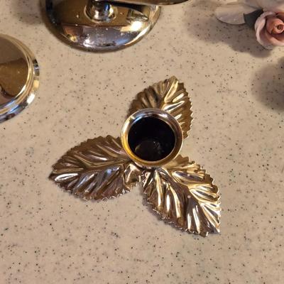 Gold Tone and Ceramic Candle Holders