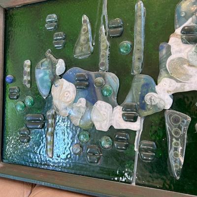 Green Textured Glass Framed Art (LR- BB)