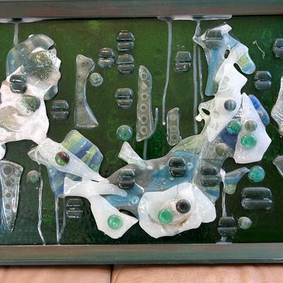 Green Textured Glass Framed Art (LR- BB)