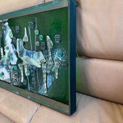 Green Textured Glass Framed Art (LR- BB)
