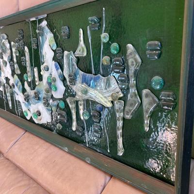 Green Textured Glass Framed Art (LR- BB)