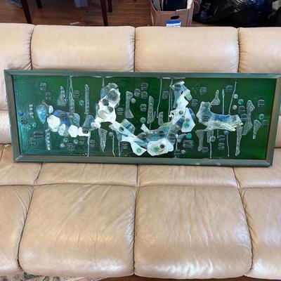 Green Textured Glass Framed Art (LR- BB)