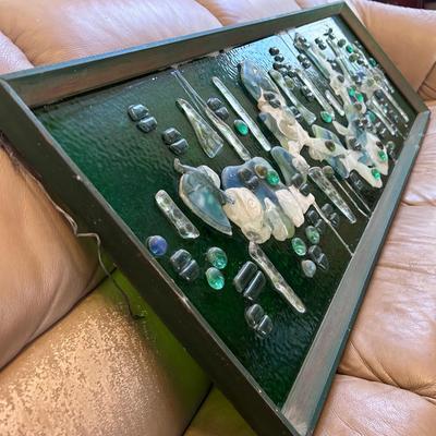 Green Textured Glass Framed Art (LR- BB)