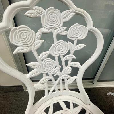 Painted Cast Aluminum Table and Chair