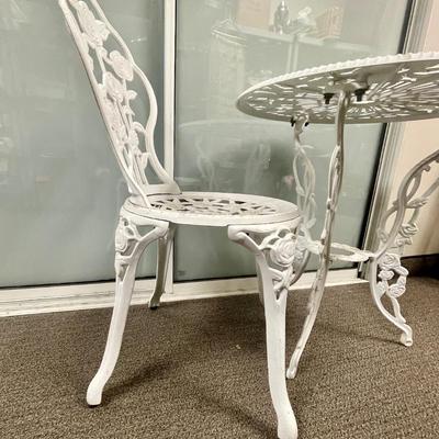 Painted Cast Aluminum Table and Chair