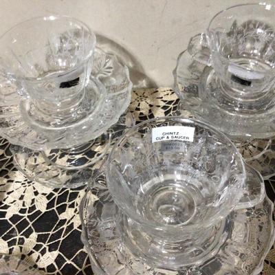 Clear Chintz Dishes Lot