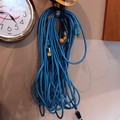 GREEN BAY HARD HAT, FISHER PUMPS WALL CLOCK AND EXTENSION CORDS
