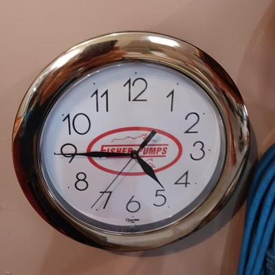 GREEN BAY HARD HAT, FISHER PUMPS WALL CLOCK AND EXTENSION CORDS