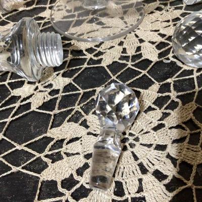Crystal Butter Knife Holder, Crystal Stopper, Pedestal Round Serving Plate