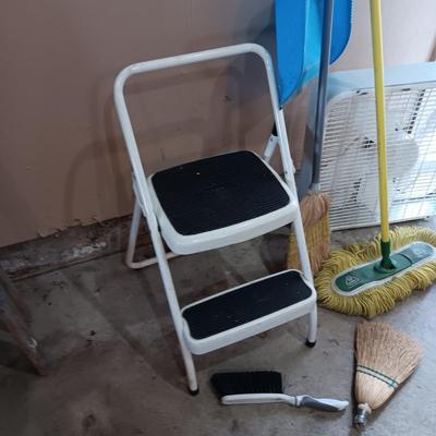 FOLDING STEP STOOL, BOX FAN AND FLOOR CARE