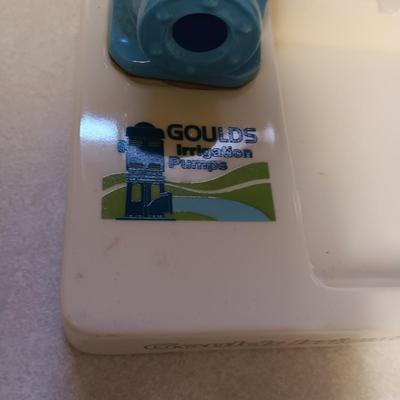 GOULDS IRRIGATION PUMPS AND 2 GLASS ASHTRAYS
