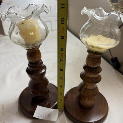 Wood candlestick holders