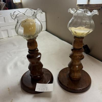 Wood candlestick holders