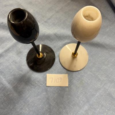 MCM marble candlesticks