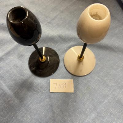 MCM marble candlesticks
