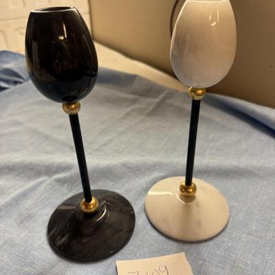 MCM marble candlesticks