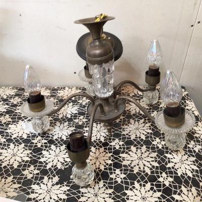 Brass and Glass Chandelier.