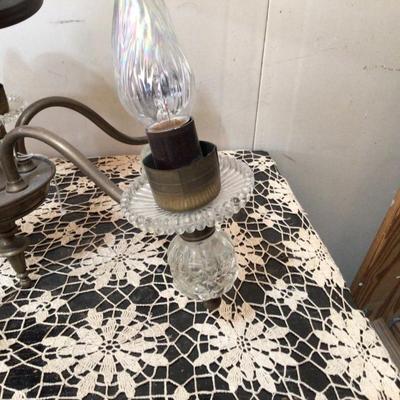 Brass and Glass Chandelier.
