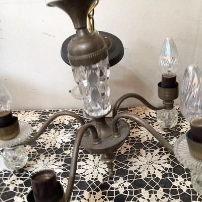 Brass and Glass Chandelier.