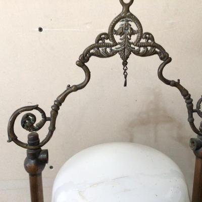 Awesome Brass Lamp With Milk Glass Shade